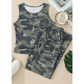 Moesha Green Camouflage Print Slim Tank Drawstring Pant Set