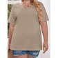 Magdalena Khaki Striped Raglan Sleeve Plus Size Tee