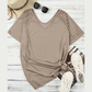 Magdalena Khaki Striped Raglan Sleeve Plus Size Tee