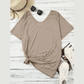 Magdalena Khaki Striped Raglan Sleeve Plus Size Tee