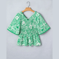 Macie Green Flirty Floral Smocked V Neck Blouse