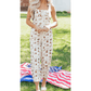 Janny Western Printed Button Adjustable Straps Loose Overalls