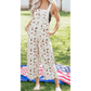 Janny Western Printed Button Adjustable Straps Loose Overalls