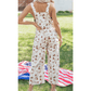 Janny Western Printed Button Adjustable Straps Loose Overalls
