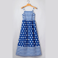 Alexis Blue Striped Polka Dot Patchwork High Waist Spaghetti Straps Maxi Dress