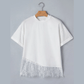 Marney White Asymmetric Lace Hem Patchwork Tee