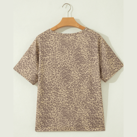 Soph Khaki Leopard Retro Studded Star Patch Loose Tee