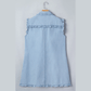 Kadie Beau Blue Ruffled Edge Collared Shift Denim Dress with Pockets