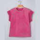 Taylah Pink Mineral Wash Raw Seam Detail Lace Trim Cap Sleeve Top