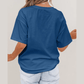 Jeanann Blue Color Block Chest Pocket Patched Casual Short Sleeve Top