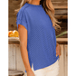 Gracie Dark Blue Textured Knit Exposed Stitching T-shirt