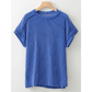 Gracie Dark Blue Textured Knit Exposed Stitching T-shirt