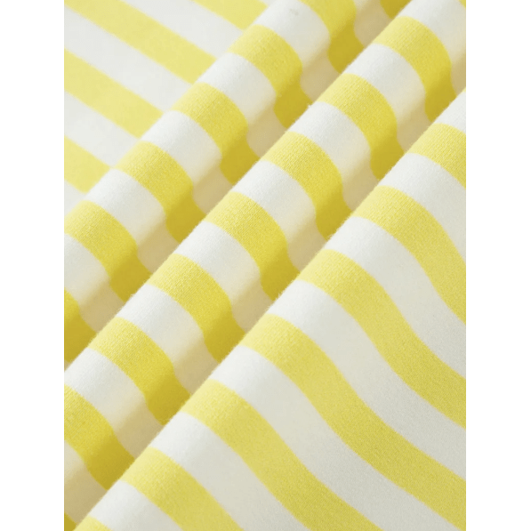 Aspen Yellow Stripe Colorblock Trim V Neck Tee Drawstring Elastic Waist Short Set