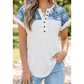 Miriam White Floral Patchwork Short Sleeve Viscose Blend Blouse