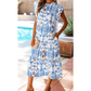 SALE!!!  Kamilla Sky Blue Tropical Botanic Print Flutter Sleeve Vacation Long Dress