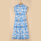 SALE!!!  Kamilla Sky Blue Tropical Botanic Print Flutter Sleeve Vacation Long Dress