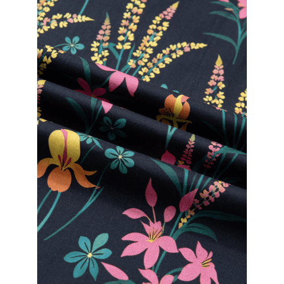 SALE!!!  Lillibeth Black Floral Print Contrast Trim Tiered Ruffled Short Sleeve Blouse