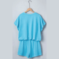 Hadlee Light Blue Puffy Loose Top Drawstring Shorts 2pcs Outfit