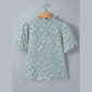 Mindi Iceland Blue Floral Textured Jacquard Puff Sleeve Blouse