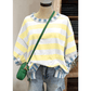 Skylyn Yellow Stripe Exposed Seam Contrast Patchwork Oversized Top