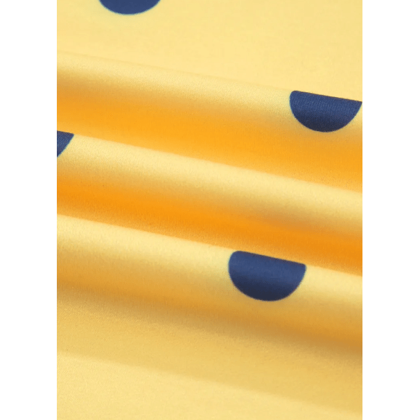 Stefani Yellow Polka Dot Print Crossed Seam Detail Oversize Tee