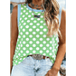 Lexia Green Polka Dot Contrast Trim Round Neck Loose Tank Top