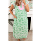 Kedra Green Plus Size Contrast Trim Flutter Sleeve Floral Kaftan Maxi Dress