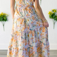 RTS Orange Floral Bubble Sleeve V Neck Flared Maxi Dress