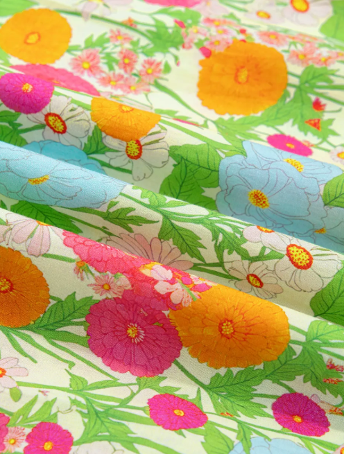 RTS Green Floral Print V Neck Short Puff Sleeve Cotton Maxi Dress