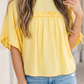 RTS Yellow Cream Tie Half Sleeve Pleated Detail Babydoll Blouse