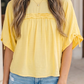 RTS Yellow Cream Tie Half Sleeve Pleated Detail Babydoll Blouse