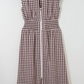 SALE!!!  Blakely Coffee Plaid Print Full Zipper Cinched Waist Fit Flare Sleeveless Maxi Dress