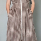 SALE!!!  Blakely Coffee Plaid Print Full Zipper Cinched Waist Fit Flare Sleeveless Maxi Dress