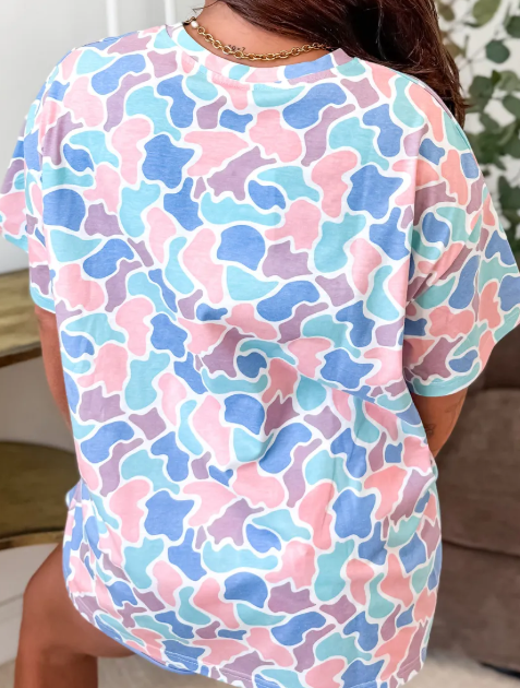 Livi Camouflage Print Preppy Fashion Tunic Tee