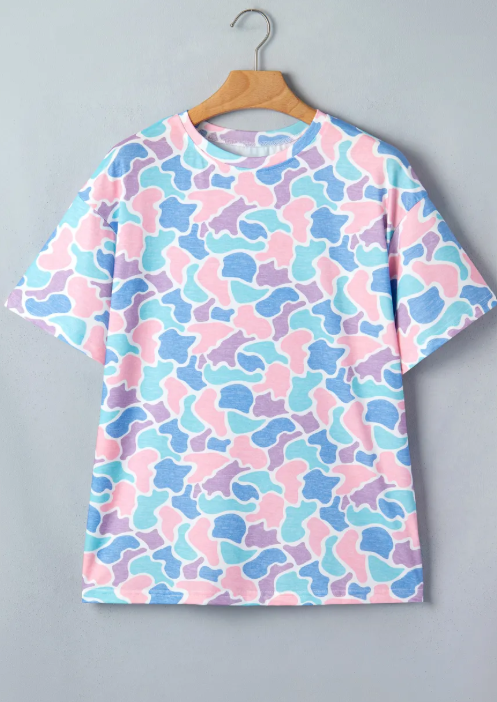 Livi Camouflage Print Preppy Fashion Tunic Tee