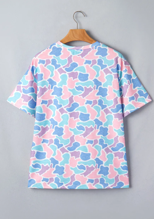 Livi Camouflage Print Preppy Fashion Tunic Tee