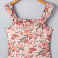 Feyre Retro Floral Ruffle Trim Square Neck Tank Top