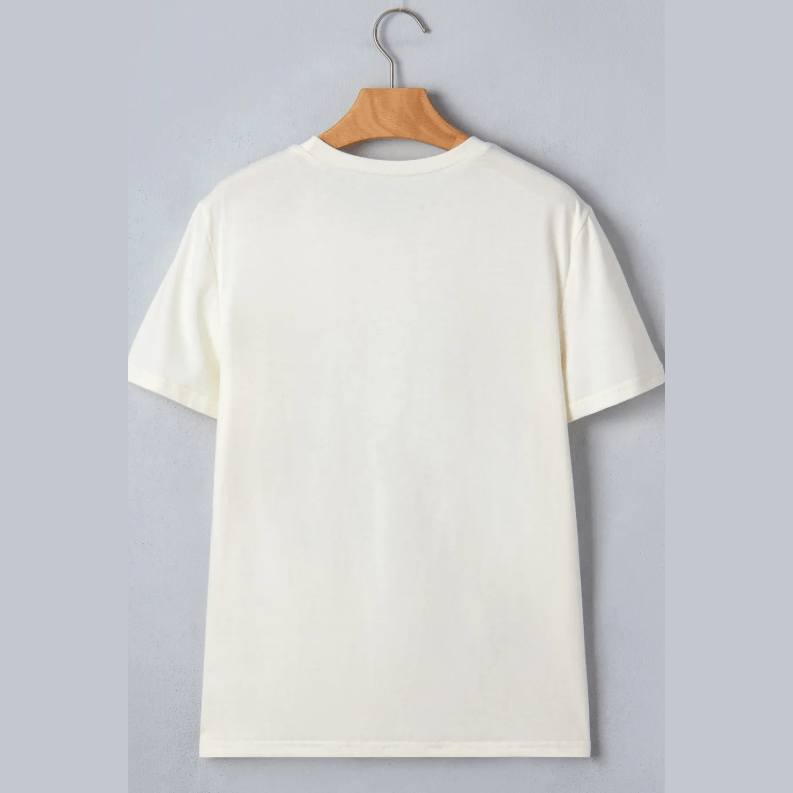 White Fish Print Short Sleeve Round Neck T Shirt