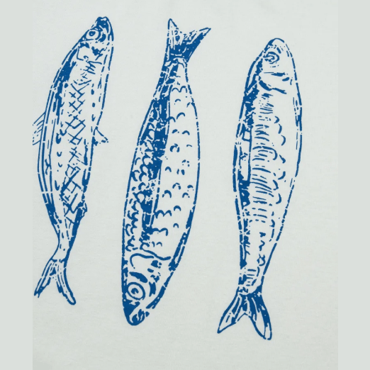White Fish Print Short Sleeve Round Neck T Shirt
