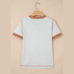 Marsia Grey Raw Seam Color Block Detail Buttoned Henley Tee