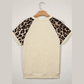 Brylee Ribbed Color Block Leopard Contrast Sleeve Loose Tee