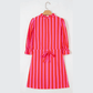 Ronica Stripe Half Button Puff Sleeve Loose Mini Dress