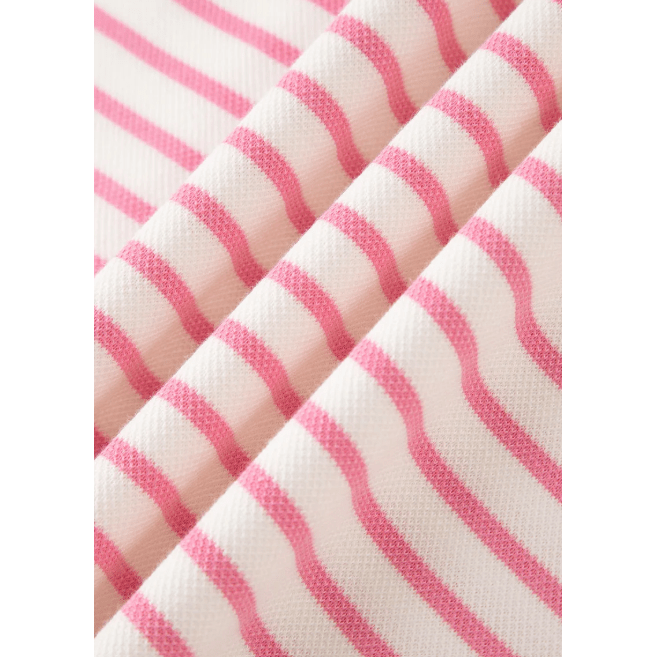 Jakota Pink Stripe Color Block Patchwork Polo Tee Drawstring Elastic Waist 2pcs Skort Set