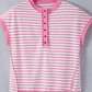 SALE!!!  Courtney Pink Stripe Half Placket High Low Short Sleeve Top