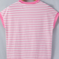 SALE!!!  Courtney Pink Stripe Half Placket High Low Short Sleeve Top
