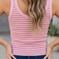 Kathi Pink Stripe Ribbed Knit Slim Tank Top