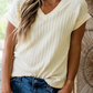 Lira Twisted Texture Knit V Neck T Shirt