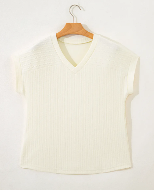 Lira Twisted Texture Knit V Neck T Shirt