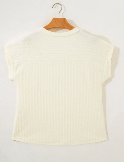 Lira Twisted Texture Knit V Neck T Shirt