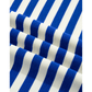 Taysha Blue Stripe Contrast Trim Polo Collar Ruffled Short Sleeve Blouse